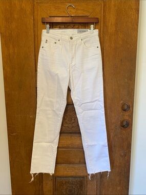 AG Isabelle straight leg high rise raw hem WHITE denim Jean size 27